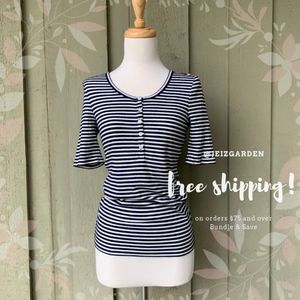 J. Crew | Half Sleeve Ribbed Henley Top